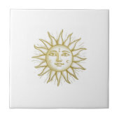 Celestial Sun with Face Gold and White Tegeltje (Voorkant)