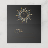 Celestial Sun Zwart en Gouden Plaatskaartje (Buitenkant ongevouwen)