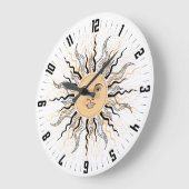Celestial Sun Zwart & Geel  Sun Burst Grote Klok (Hoek)