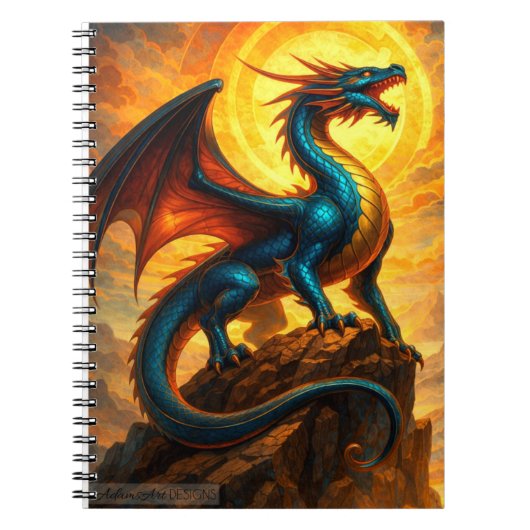 Celestial Sunfire Dragon Fantasy Notitieboek (Voorkant)