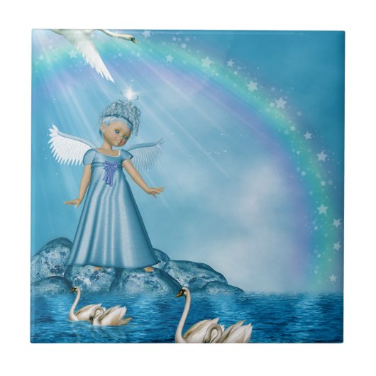 Celestial Swan Guardian Tegeltje (Voorkant)