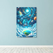 Celestial Swing: Dreaming Above Earth Print (Insitu (Houten vloer))