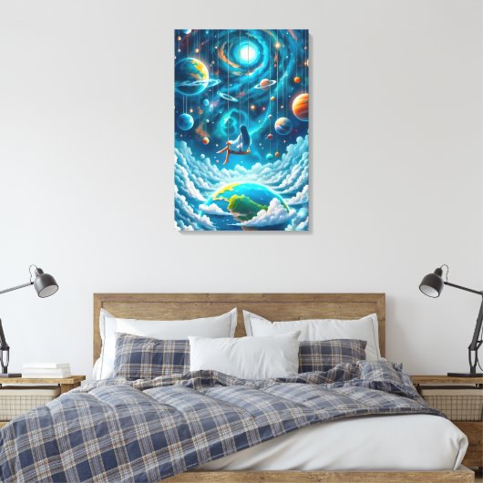 Celestial Swing: Dreaming Above Earth Print (Insitu (Slaapkamer))