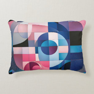 Celestial Symmetry: Geometrische vormen Blauw & Ro Accent Kussen