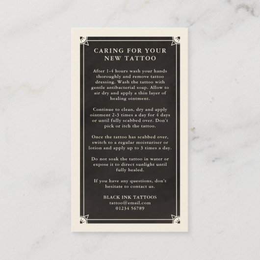 Celestial Tarot Black Tattoo Visitekaartje (Achterkant)