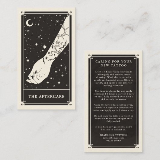 Celestial Tarot Black Tattoo Visitekaartje (Voorkant / Achterkant)