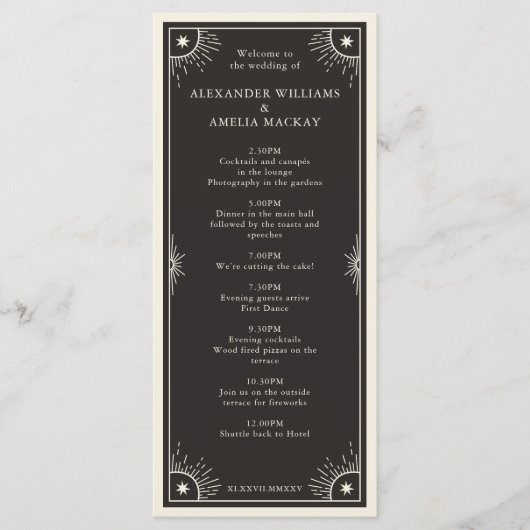 Celestial Tarot Boho star trouwtijdprogramma Programmakaart (Voorkant)