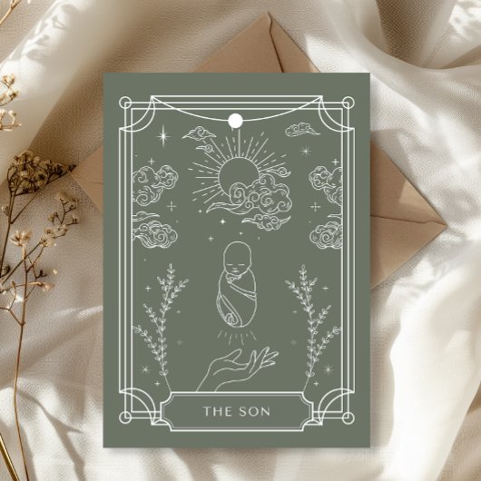 Celestial Tarot Boy Baby shower Uitnodiging