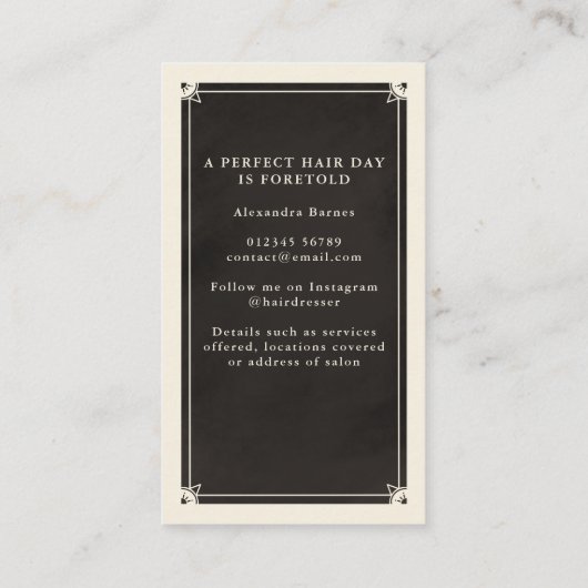 Celestial Tarot Bridal Black Visitekaartje (Achterkant)