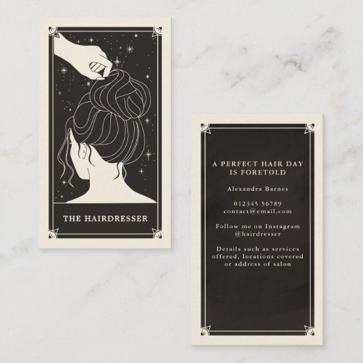 Celestial Tarot Bridal Black Visitekaartje (Voorkant / Achterkant)
