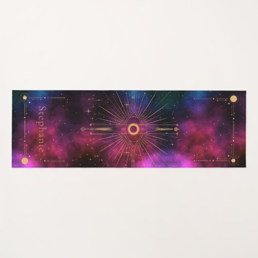Celestial Tarot Eye Monogram Gouden Glitter Bourgo Yogamat (Voorkant (horizontaal))