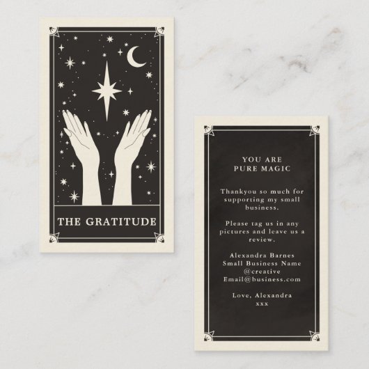Celestial Tarot Gratitude bedankt Visitekaartje (Voorkant / Achterkant)