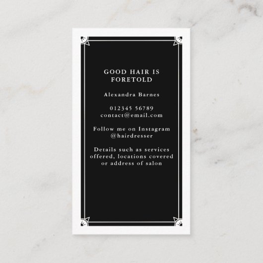 Celestial Tarot Hairdresser Black Visitekaartje (Achterkant)