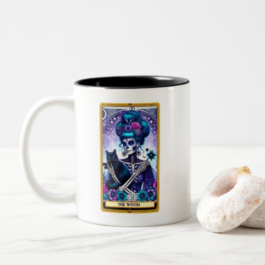 Celestial Tarot Kaart De Heks Tweekleurige Koffiemok (Met donut)