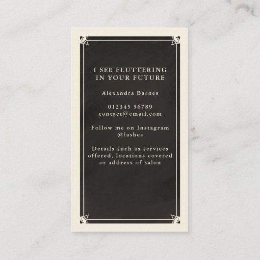 Celestial Tarot Lashes Black Visitekaartje (Achterkant)