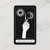 Celestial Tarot Logo Kapper Zwart Wit Schattige Visitekaartje (Voorkant)