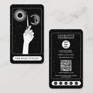Celestial Tarot Logo Kapper Zwart Wit Schattige Visitekaartje