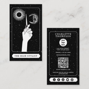Celestial Tarot Logo Kapper Zwart Wit Visitekaartje