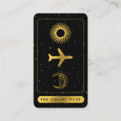 Celestial Tarot Logo Pilot Agent Black Gold Visitekaartje (Voorkant)