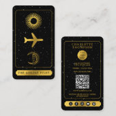 Celestial Tarot Logo Pilot Agent Black Gold Visitekaartje (Voorkant / Achterkant)