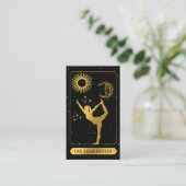 Celestial Tarot Logo Yoga Healer Black Gold  Visitekaartje (Staand voorkant)