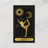 Celestial Tarot Logo Yoga Healer Black Gold  Visitekaartje (Voorkant)