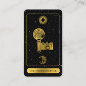 Celestial Tarot Logo Zwart Goud Fotograaf Visitekaartje (Voorkant)