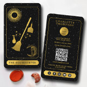 Celestial Tarot Logo Zwart Goud Schoonmaak Maid Visitekaartje