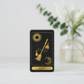 Celestial Tarot Logo Zwart Goud Schoonmaak Maid Visitekaartje (Staand voorkant)