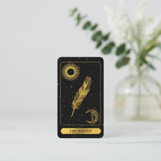 Celestial Tarot Logo Zwart Goud Schrijver Auteur Visitekaartje (Staand voorkant)