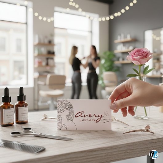 Celestial Tarot Pink Lines Hair Salon Classic Visitekaartje