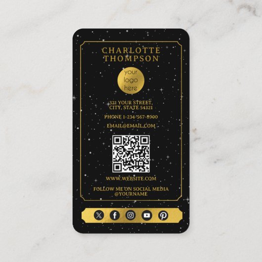 Celestial Tarot Reader Gold Tiger Energy Healer Visitekaartje (Achterkant)