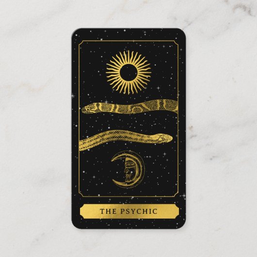 Celestial Tarot Reader Gouden Slangen Psychisch Visitekaartje (Voorkant)