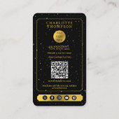 Celestial Tarot Reader Psychic Ball Gold Zwart Visitekaartje (Achterkant)