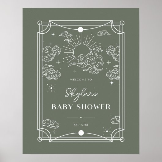Celestial Tarot Sage Baby shower Welkomstbord Poster (Voorkant)