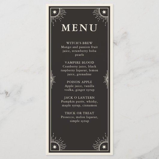 Celestial Tarot Stars cocktail trouwmenu Programmakaart (Voorkant)