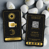 Celestial Tarot Sun Moon Nail Salon Zwart Goud Visitekaartje