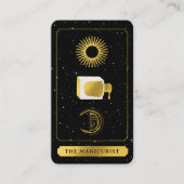 Celestial Tarot Sun Moon Nail Salon Zwart Goud Visitekaartje (Voorkant)