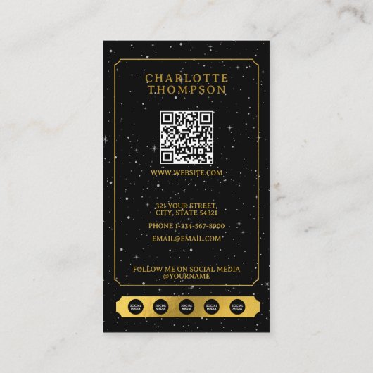 Celestial Tarot Sun Moon Signer Microfoon Goud Visitekaartje (Achterkant)