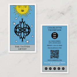 Celestial Tarot Sun Tattoo Artist Piercer Logo Visitekaartje