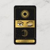 Celestial Tarot Zon Maan Make-up Artiest Zwart Gou Visitekaartje (Voorkant)