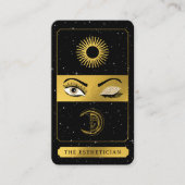 Celestial Tarot Zon Maan Make-up Artiest Zwart Gou Visitekaartje (Voorkant)