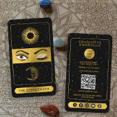 Celestial Tarot Zon Maan Make-up Artiest Zwart Gou Visitekaartje