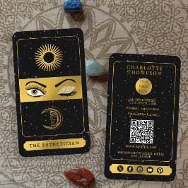 Celestial Tarot Zon Maan Make-up Artiest Zwart Gou Visitekaartje