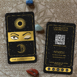 Celestial Tarot Zon Maan Make-up Artiest Zwart Gou Visitekaartje