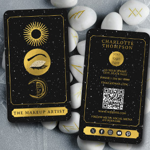 Celestial Tarot Zon Maan Make-up Artiest Zwart Gou Visitekaartje