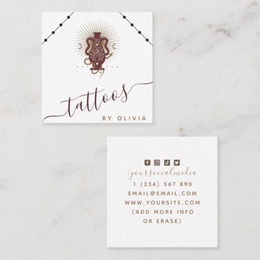 Celestial Tattoo Artiest Boho Snake & Social Media Vierkante Visitekaartje (Voorkant / Achterkant)