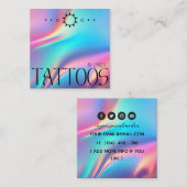 Celestial Tattoo Salon Moon Holographic Vierkante Visitekaartje (Voorkant / Achterkant)