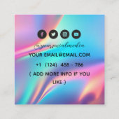 Celestial Tattoo Salon Moon Holographic Vierkante Visitekaartje (Achterkant)