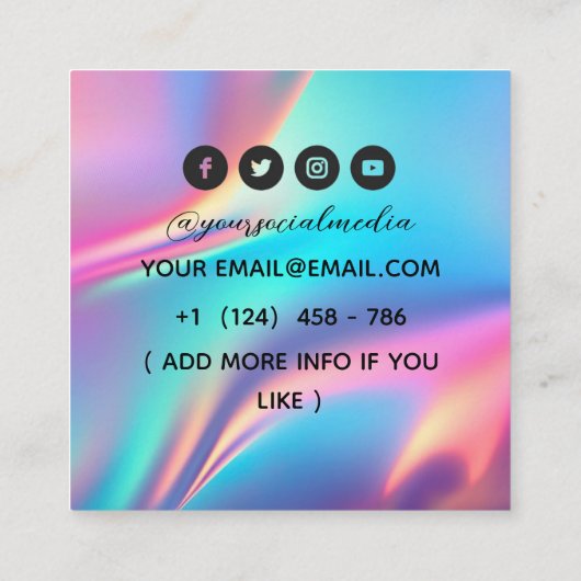 Celestial Tattoo Salon Moon Holographic Vierkante Visitekaartje (Achterkant)